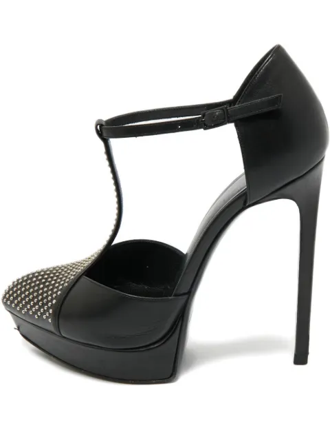 Saint Laurent Pre-Owned leather platform T-bar pumps Black 1198662