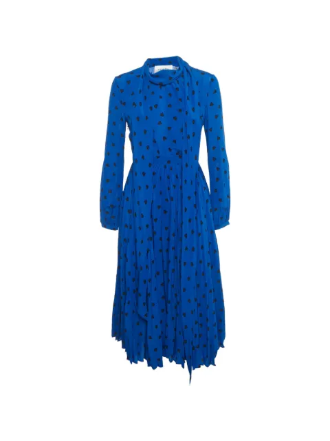 Valentino Garavani Pre-Owned heart-print pleated midi dress Blue 1202486