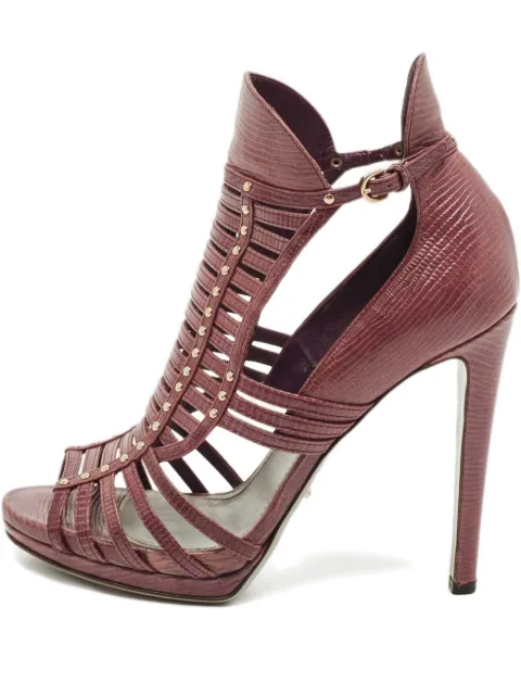 Sergio Rossi textured-leather strappy sandals Purple 1201763