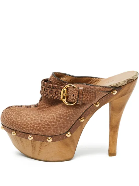 Gucci Pre-Owned Janis leather studded mules Brown 1201277