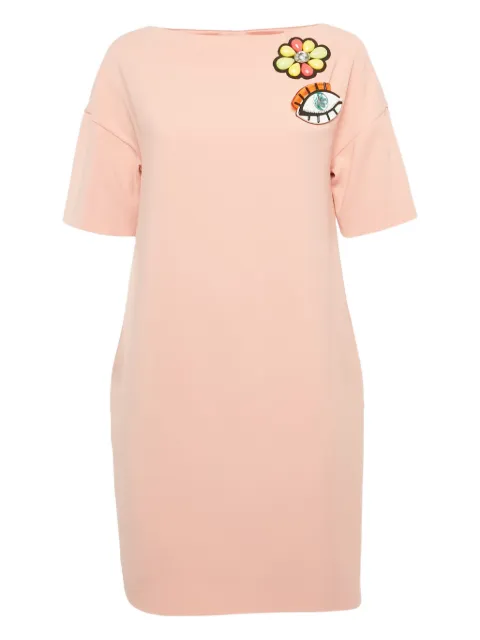 Boutique Moschino flower appliqué eye brooch mini dress Pink 1223736