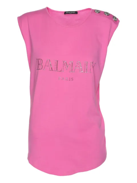 Balmain Pre-Owned sleeveless logo top Pink 1151884