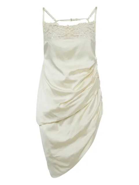 Jacquemus Pre-Owned asymmetrical lace mini dress Neutrals 1207988