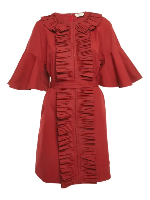 Fendi Pre-Owned frill-detail belted mini dress Red 1201196