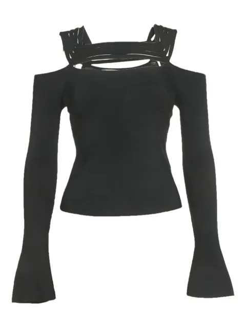 SIMKHAI ribbed knit shoulder-cutout top Black 1225069