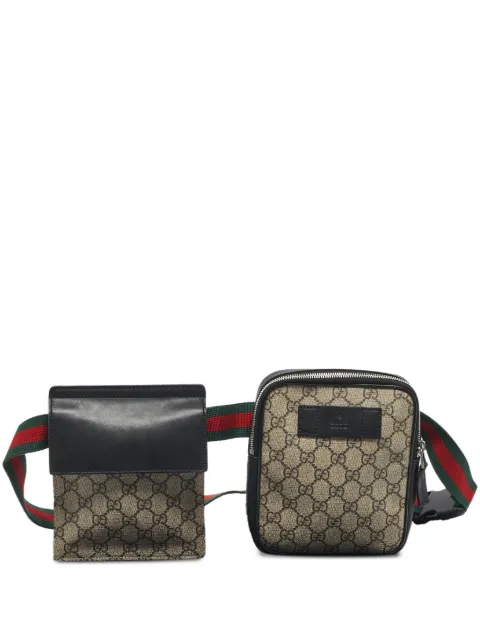 Gucci Pre-Owned GG supreme canvas leather belt bag Neutrals 1193202