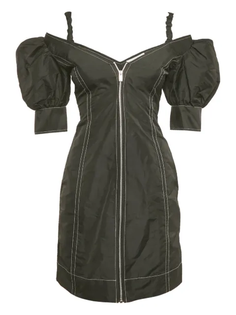 GANNI crepe cold-shoulder dress Black 1191653