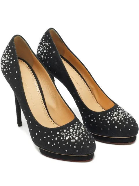 Charlotte Olympia crystal-embellished dotty platform pumps Black 1229638