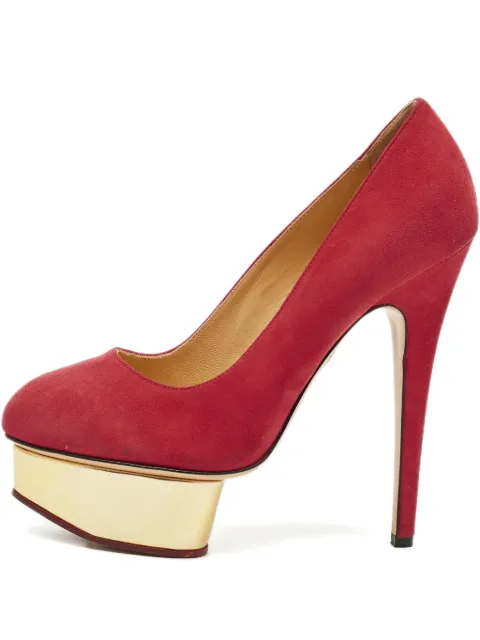 Charlotte Olympia Dolly platform-heel suede pumps Red 1227791