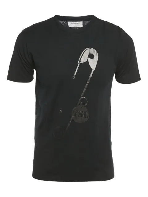 Saint Laurent Pre-Owned paper clip print T-shirt Black 1228749