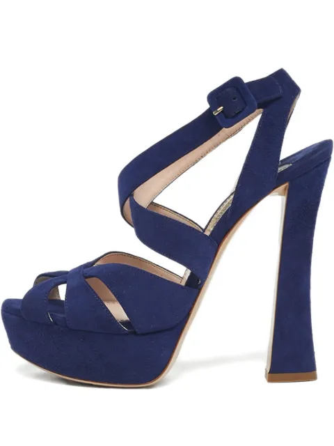 Miu Miu Pre-Owned suede platform sandals Blue 1230048