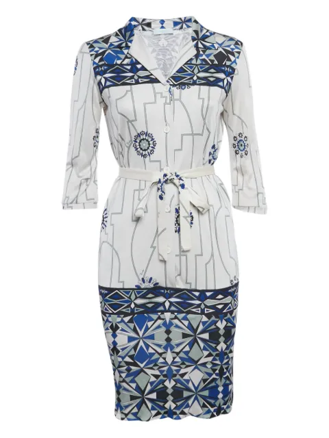 PUCCI Pre-Owned graphic-print silk midi dress White 1221786