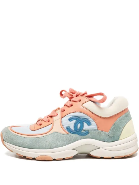 CHANEL Pre-Owned CC logo lace-up sneakers Blue 1141613