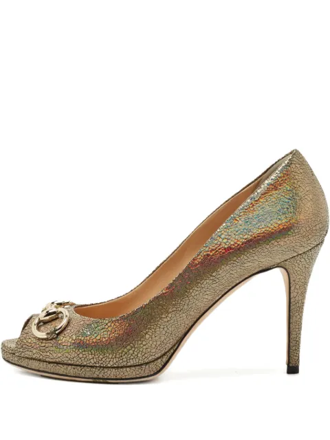 Gucci Pre-Owned iridescent peep-toe pumps Gold 1214550