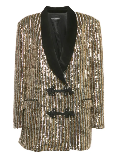 Dolce & Gabbana Pre-Owned sequin toggle-closure blazer Gold 1192567