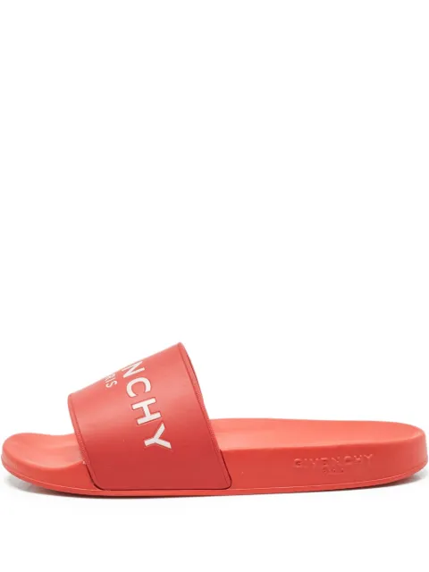 Givenchy Pre-Owned rubber logo-detail slides Red 1198813