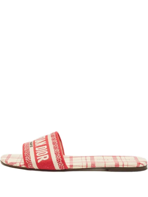Christian Dior Pre-Owned canvas embroidered slides Red 1233694
