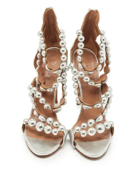 Alaïa Pre-Owned Bombe strappy leather sandals Silver 1187136