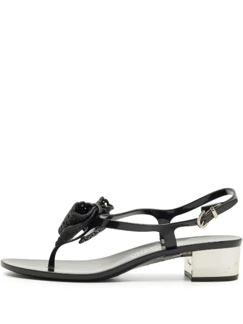 Ferragamo Pre-Owned ankle-strap bow sandals Black 1215435