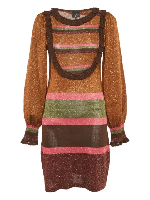 Just Cavalli Vintage metallic lurex ruffled mini dress Brown 1204018