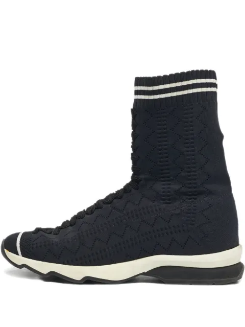 Fendi Pre-Owned knitted high-top sneakers Black 1198743