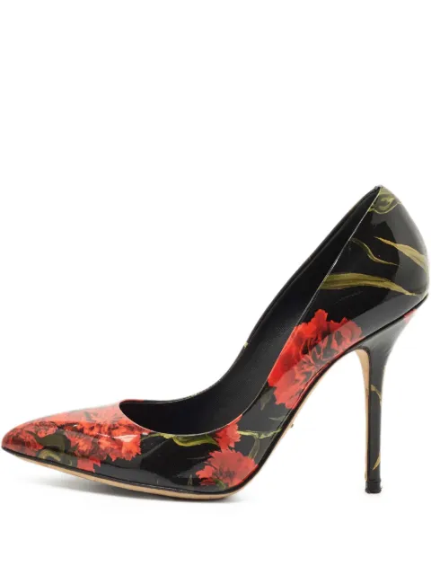 Dolce & Gabbana Pre-Owned floral print pumps 37.5 Black 1166623