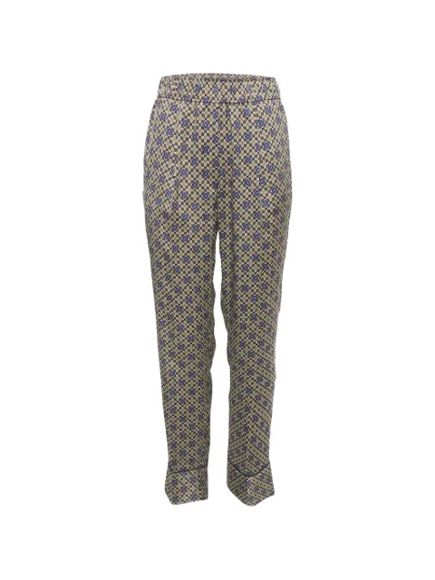 SANDRO floral satin straight trousers Brown 1226198