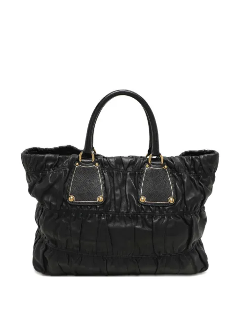 Prada Pre-Owned Gaufre leather tote bag Black 1146481