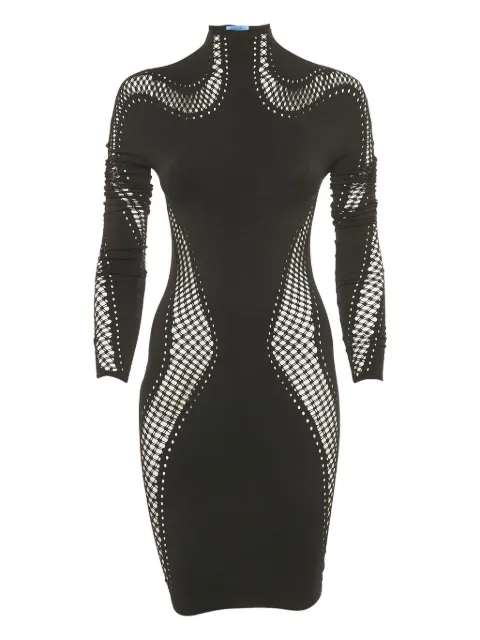 Mugler Vintage perforated high-neck mini dress Black 1201688