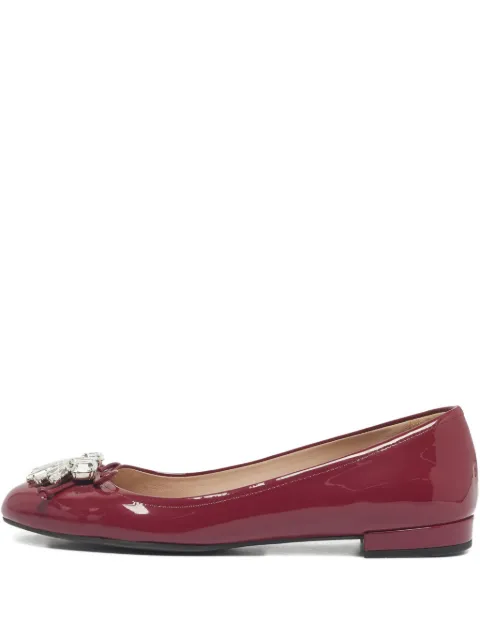 Miu Miu Pre-Owned patent-leather crystal ballet flats Purple 1212209