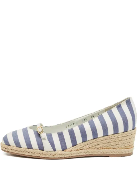 Ferragamo Pre-Owned Audrey striped wedge espadrilles Blue 1219694