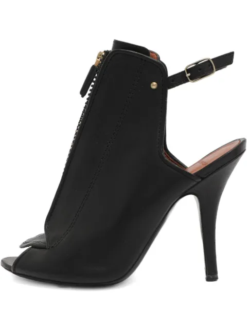 Givenchy Pre-Owned zipper leather peep-toe sandals Black 1233379