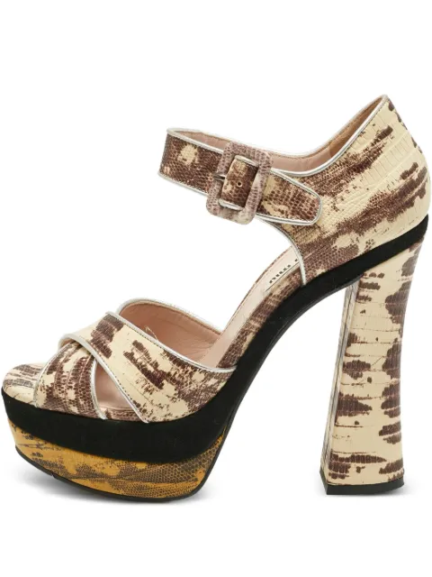 Miu Miu Pre-Owned lizard embossed platform sandals Neutrals 1210008