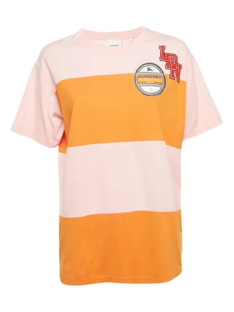 Burberry Pre-Owned logo-appliqué striped T-shirt Pink 1182638