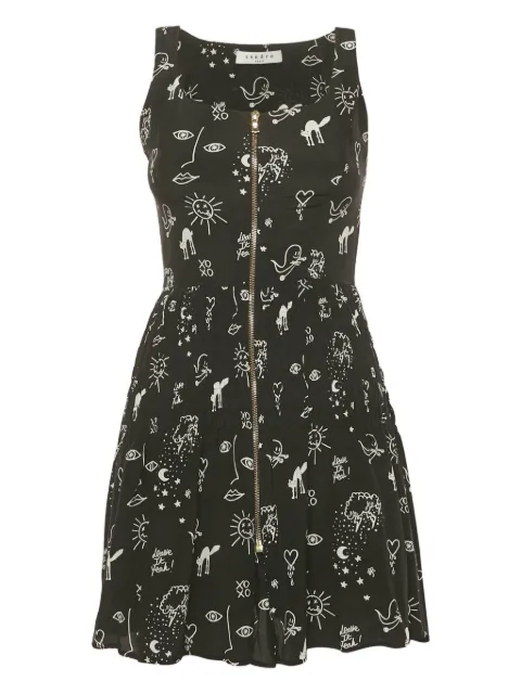 SANDRO silk print mini dress Black 1186221