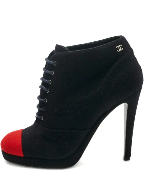CHANEL Pre-Owned cap-toe lace-up ankle boots Black 1234255