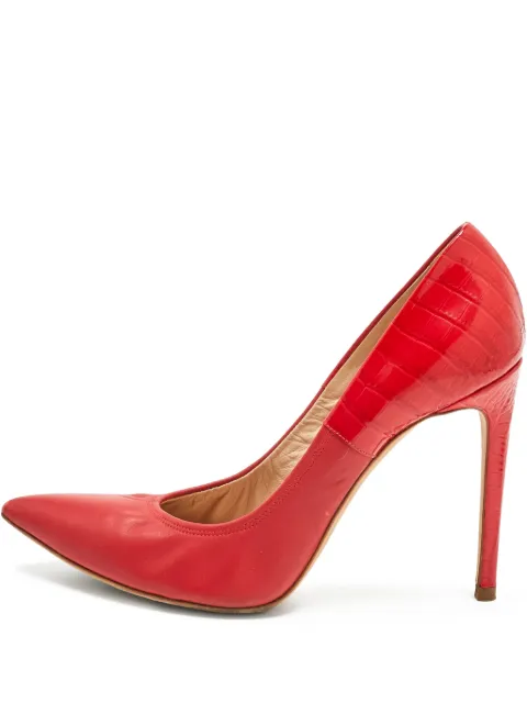 Casadei Vintage crocodile-embossed leather pumps Red 1214081