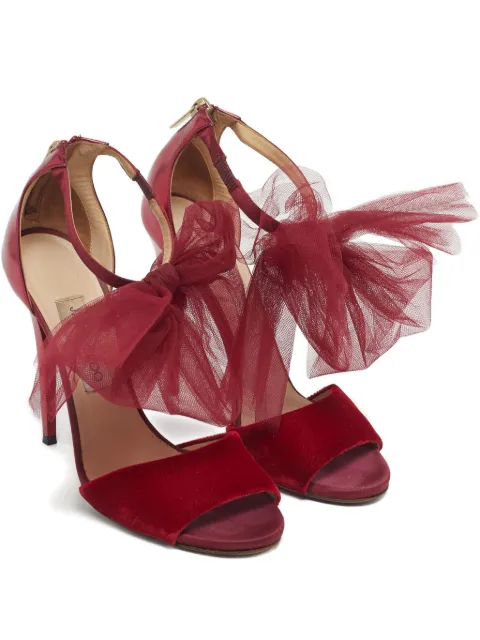 Jimmy Choo Pre-Owned round-toe velvet sandals Red 1211850