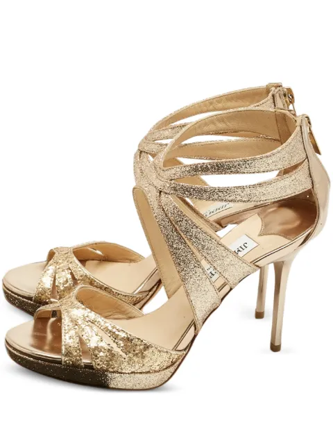 Jimmy Choo Pre-Owned glitter strappy sandals Gold 1211896