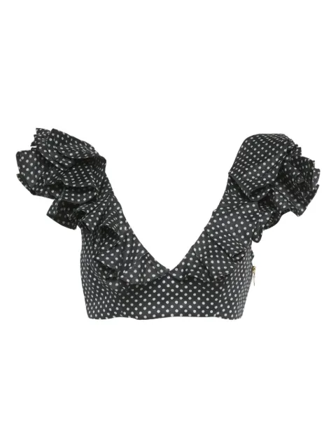 ZIMMERMANN linen polka dot ruffle top Black 1199842