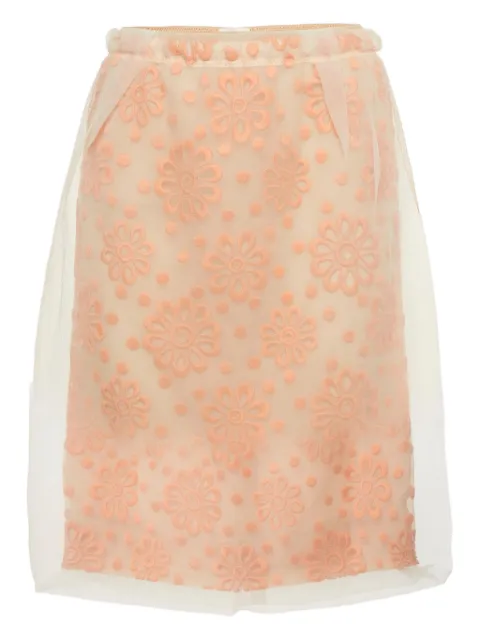 Louis Vuitton Pre-Owned Floral embroidered pencil skirt Neutrals 1191606