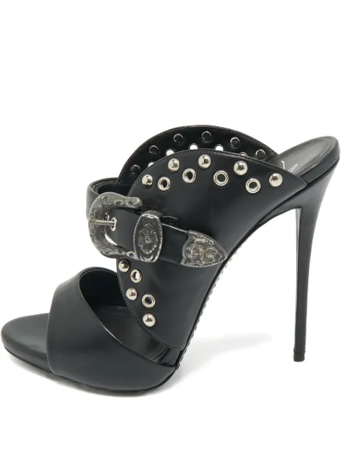 Giuseppe Zanotti Vintage buckle studded leather sandals Black 1193282