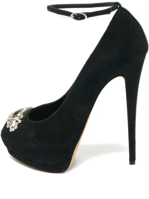 Giuseppe Zanotti Vintage suede crystal-embellished platform sandals Black 1184888