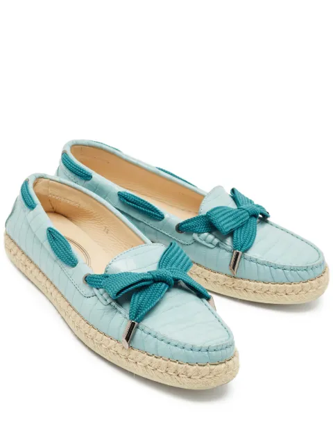 Tod's Vintage embossed ribbon loafer espadrille Blue 1180802