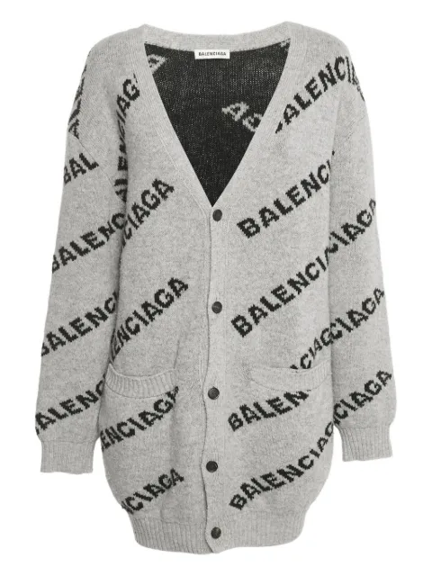 Balenciaga Pre-Owned logo-pattern cardigan Grey 1194903