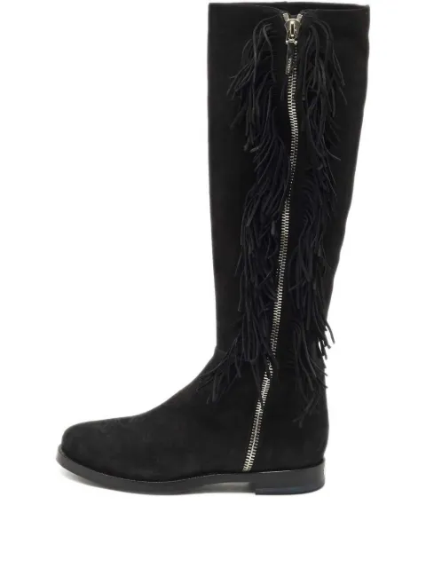 Le Silla suede fringe knee boots Black 1170284