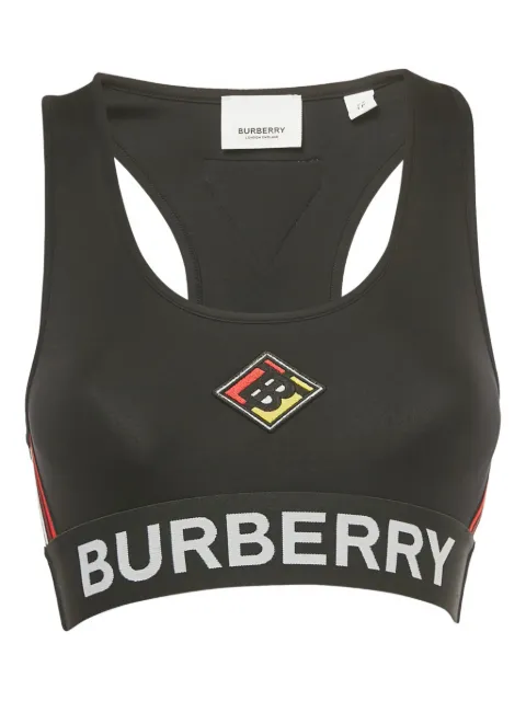 Burberry Pre-Owned logo-patch sports bra Black 1223701