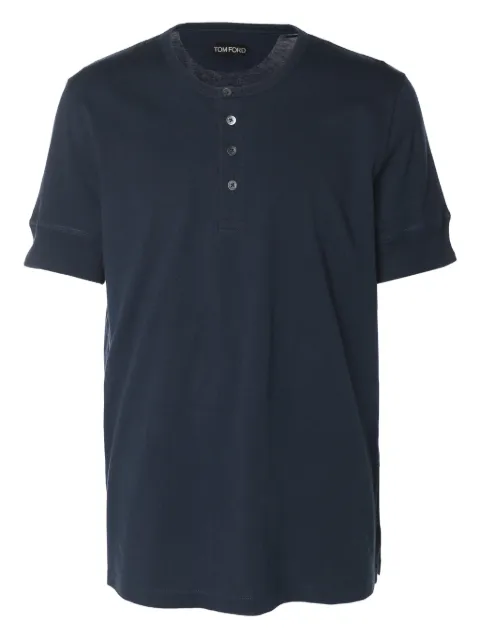 Tom Ford Vintage button-detail T-shirt Blue 1159992
