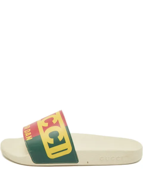 Gucci Pre-Owned Dapper Dan logo-detail slides Neutrals 1168077