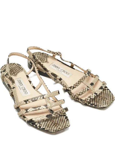 Jimmy Choo Pre-Owned embossed leather sandals Neutrals 1052947